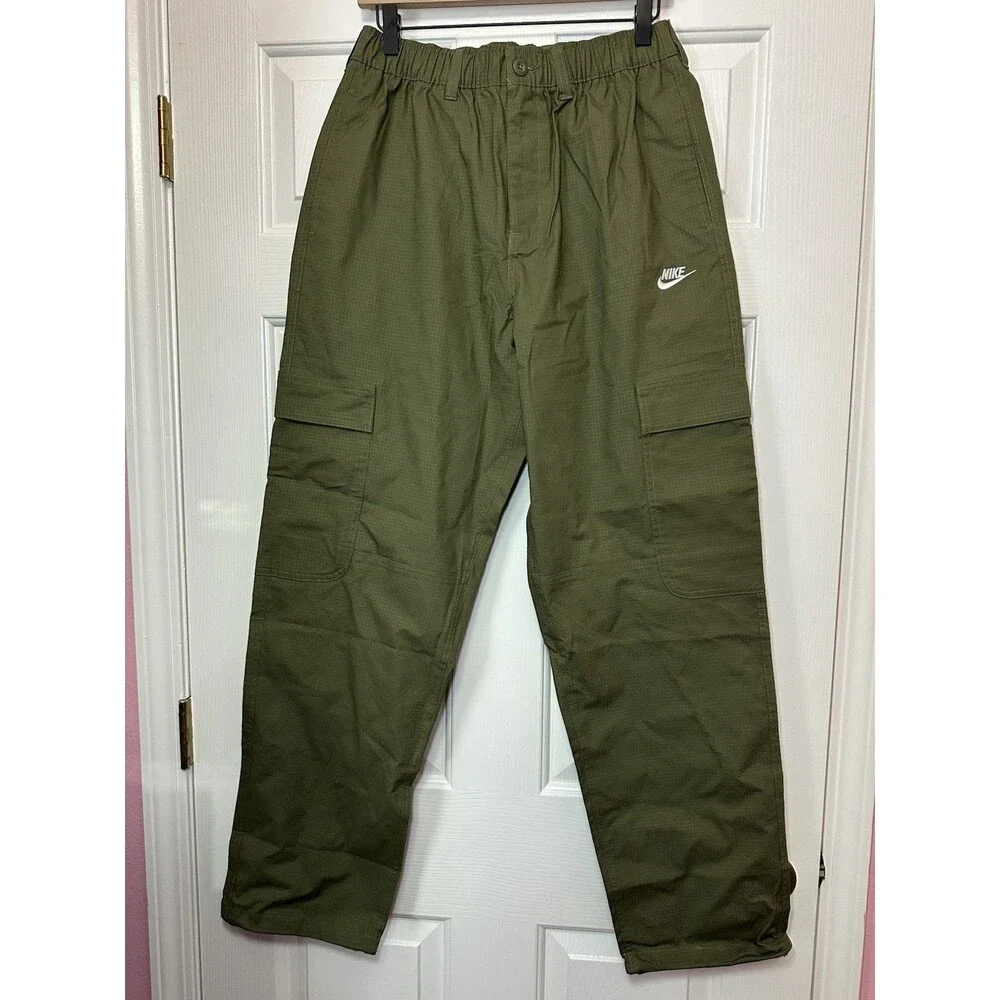 Size S Nike Sportswear Club Woven Cargo Pant Men Green HV1433-222 Loose Straight